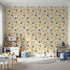 Front view of Whimsy Tots' Monkey Banana Jungle Wallpaper in Mint Green