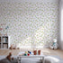 Front view of Whimsy Tots' Botanical Berry Sprigs Wallpaper in White