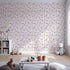 Front view of Whimsy Tots' Botanical Berry Sprigs Wallpaper in Blush Pink