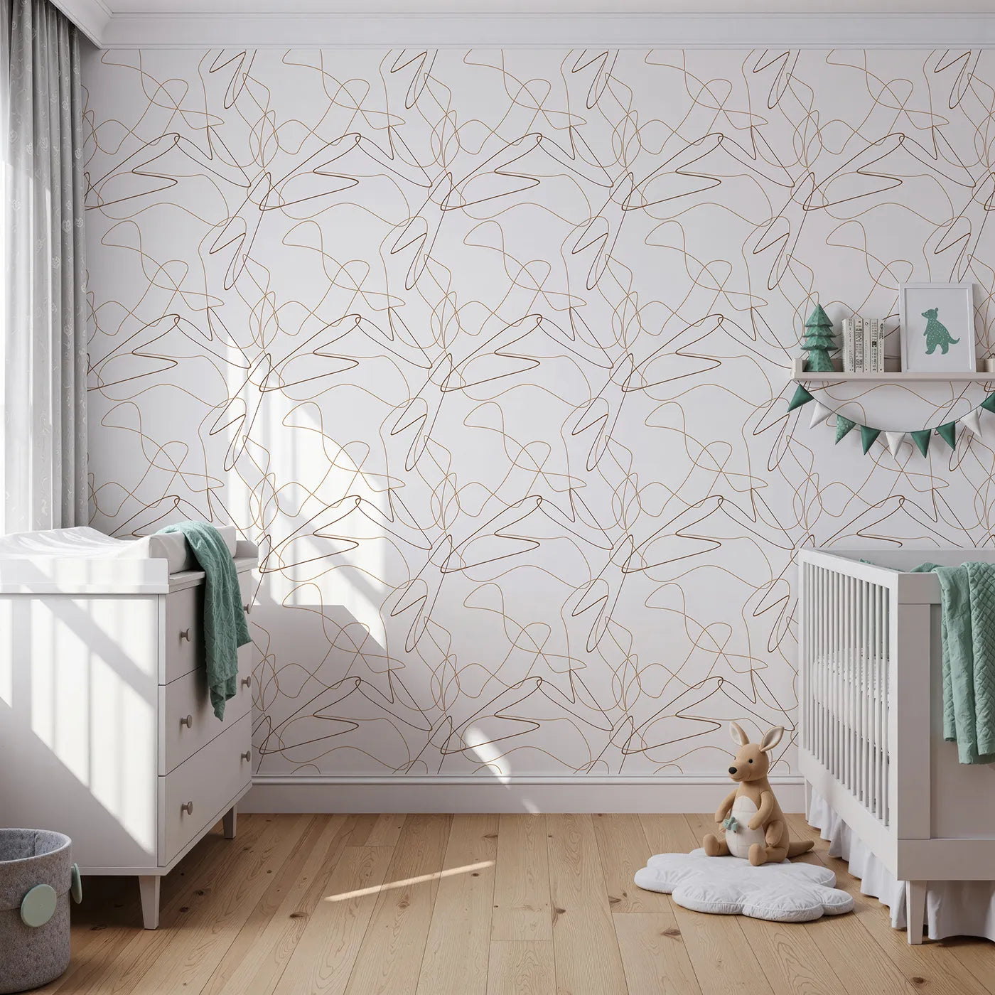 Front view of Whimsy Tots' Abstract Whimsy Scribbles Wallpaper