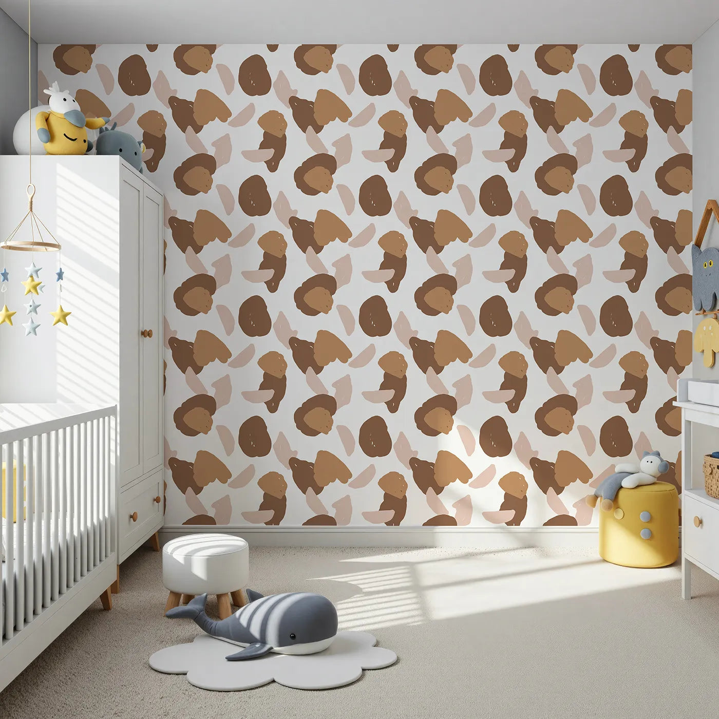 Front view of Whimsy Tots' Desert Pebble Scatter Wallpaper