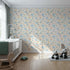Front view of Whimsy Tots' Whale Mail Wallpaper in Peach