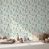 Front view of Whimsy Tots' Castle Cloud Drift Wallpaper in Mint Green