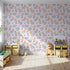 Front view of Whimsy Tots' Moonlight Bunny Dreams Wallpaper in Pink