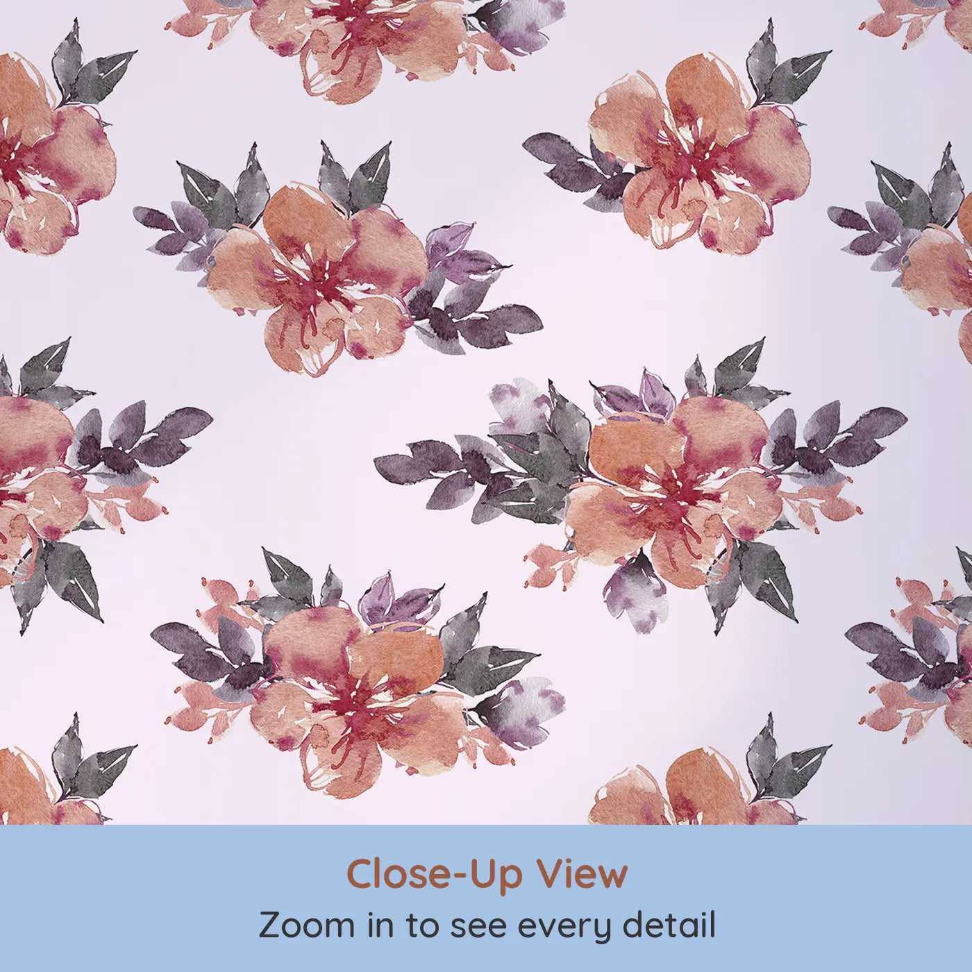 Close-up view of Whimsy Tots' Berry Blush Blooms in Blush Pink (W3352B).Loose blossoms bloom across soft pink skies.