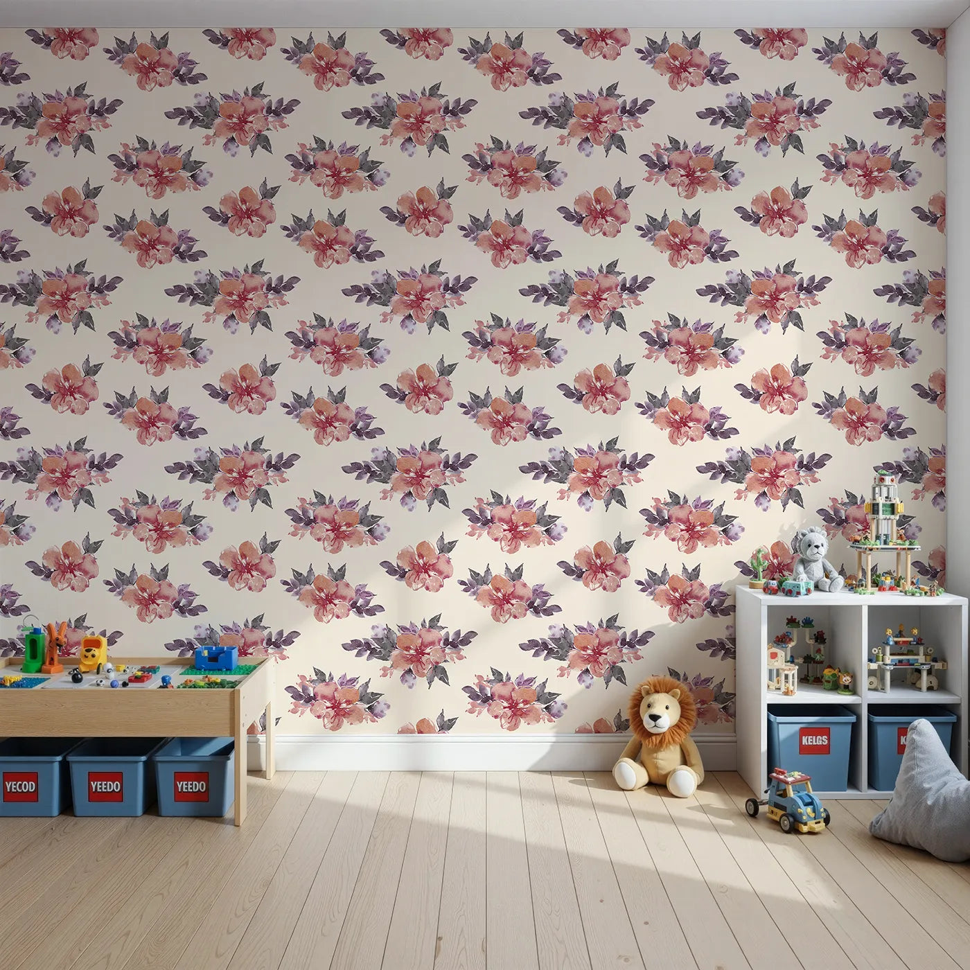 Front view of Whimsy Tots' Berry Blush Blooms in Sand