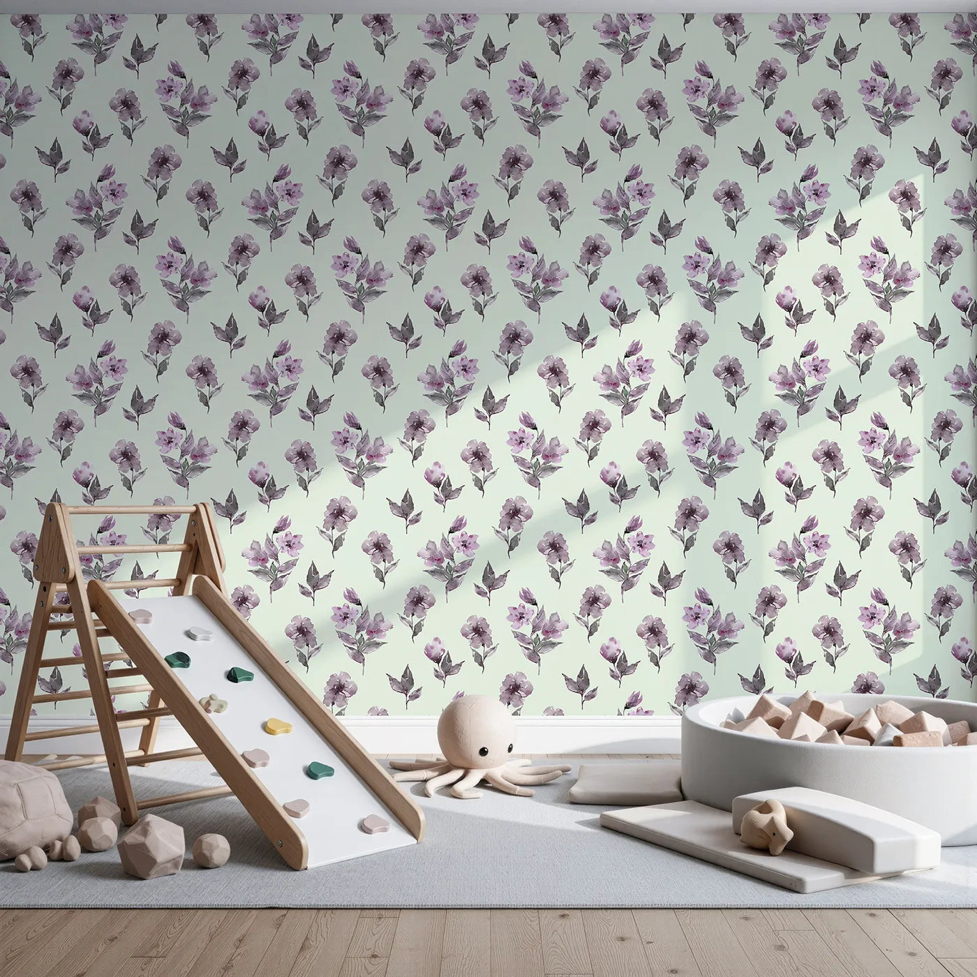 Front view of Whimsy Tots' Lilac Sprig Dance in Mint Green