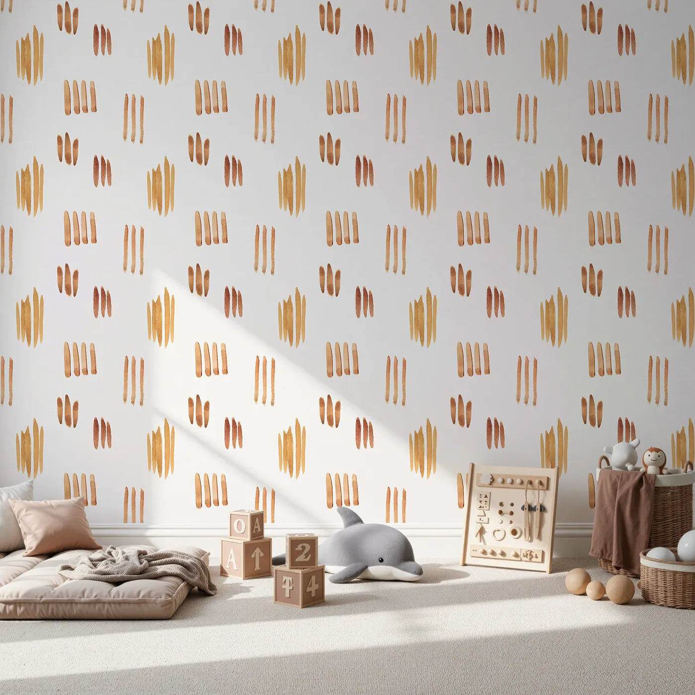 Front view of Whimsy Tots' Painted Simplicity Wallpaper in White