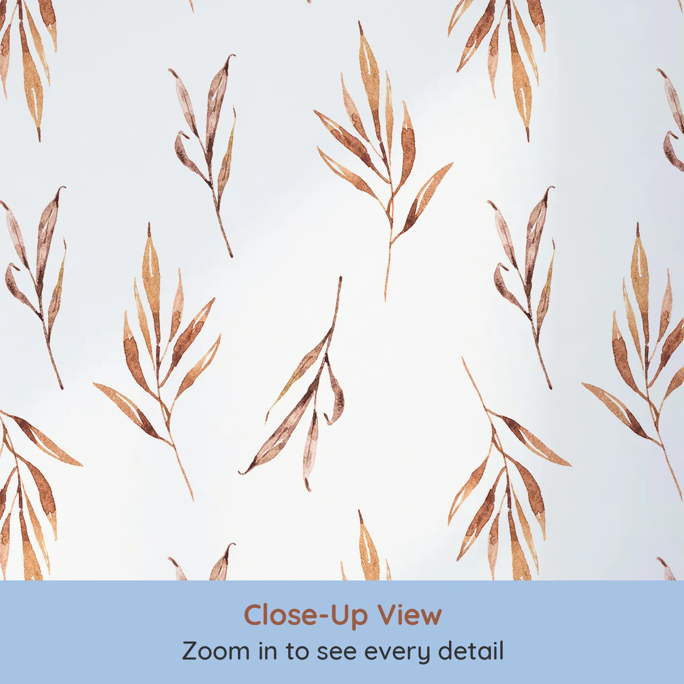 Close-up view of Whimsy Tots' Rustle and Grace Wallpaper in White (W3378A).Soft branches dance gently across a clean white sky.