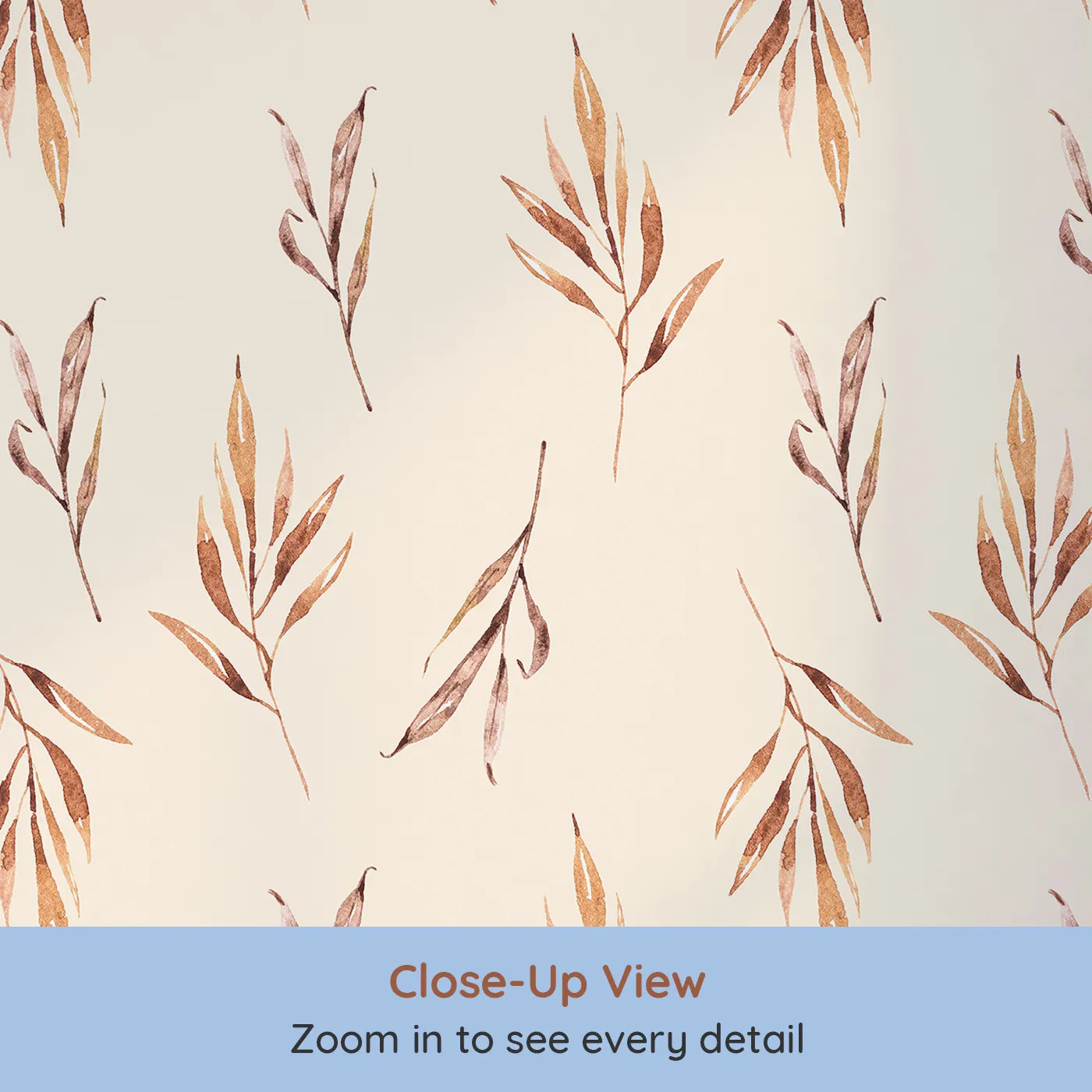 Close-up view of Whimsy Tots' Rustle and Grace Wallpaper in Cream (W3378C).Gentle branches drift across a creamy canvas of comfort.
