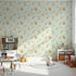 Front view of Whimsy Tots' Sleepy Skies Shine Wallpaper in Mint Green