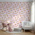 Front view of Whimsy Tots' Golden Boho Rainbows Wallpaper in Blush