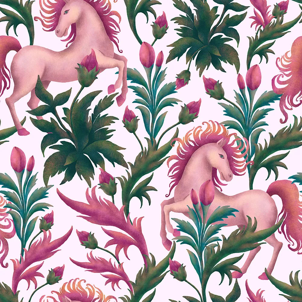 Where Pink Ponies Prance in a Blush Meadow