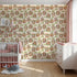 Front view of Whimsy Tots' Secret Garden Cutaway Homes Wallpaper in Beige