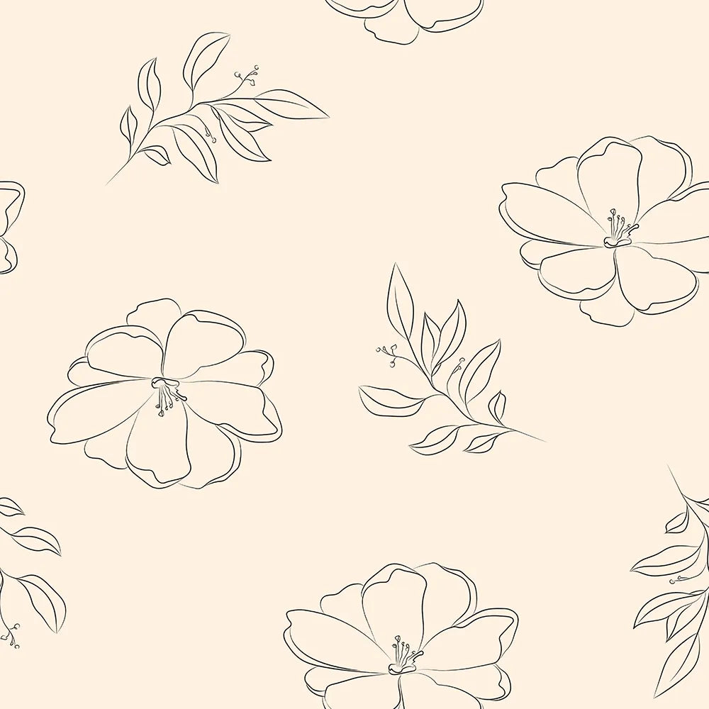 Where Line Art Flowers Gently Unfurl