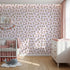 Front view of Whimsy Tots' Botanical Numbers Wallpaper in Blush Pink