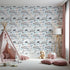 Front view of Whimsy Tots' Animal Train Adventure Wallpaper in White