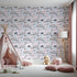 Front view of Whimsy Tots' Animal Train Adventure Wallpaper in Blush Pink
