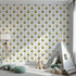 Front view of Whimsy Tots' Bee Blossom Parade Wallpaper in White