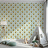 Front view of Whimsy Tots' Bee Blossom Parade Wallpaper in Mint Green