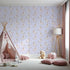 Front view of Whimsy Tots' Feathered Daydream Unicorn Wallpaper in Lavender Purple