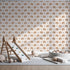 Front view of Whimsy Tots' Tiger Grid Giggles Wallpaper in Blush Pink