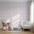 Front view of Whimsy Tots' Counting Sheep Dreams Wallpaper in Blush Pink
