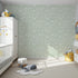 Front view of Whimsy Tots' Coral Garden Dance Wallpaper in Seafoam Green