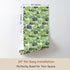 Dimension view of Whimsy Tots Monstera Jungle Wallpaper in Leaf Green (W3485A). Printed in 24-inch-wide panel for easy installation. Vibrant monstera leaves bring the calm and curiosity of the jungle inside.