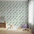 Front view of Whimsy Tots' Monstera Jungle Wallpaper in Mint Mist Green
