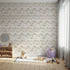 Front view of Whimsy Tots' Monstera Jungle Wallpaper in Sandstone Beige
