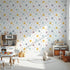 Front view of Whimsy Tots' Dino Stomp Parade Wallpaper in Soft White