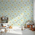 Front view of Whimsy Tots' Dino Stomp Parade Wallpaper in Mint Green
