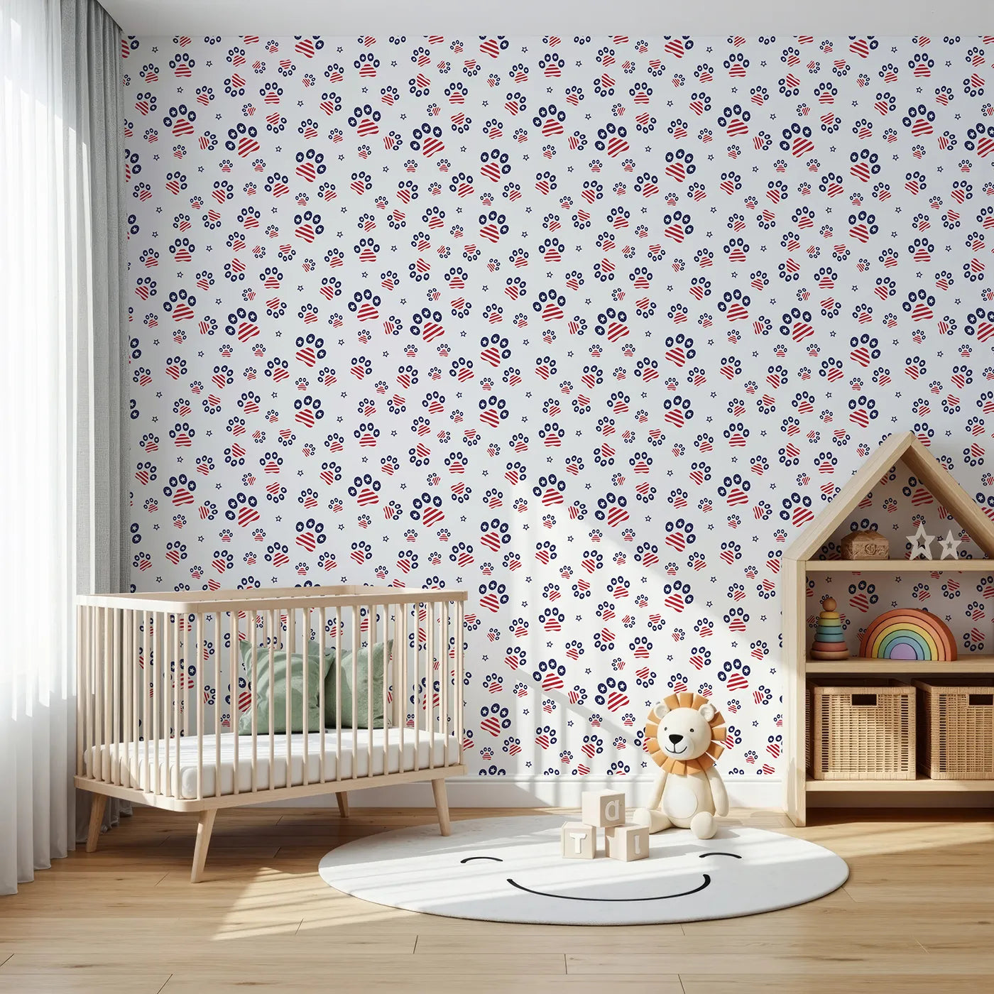 Front view of Whimsy Tots' Patriotic Paws Parade Wallpaper