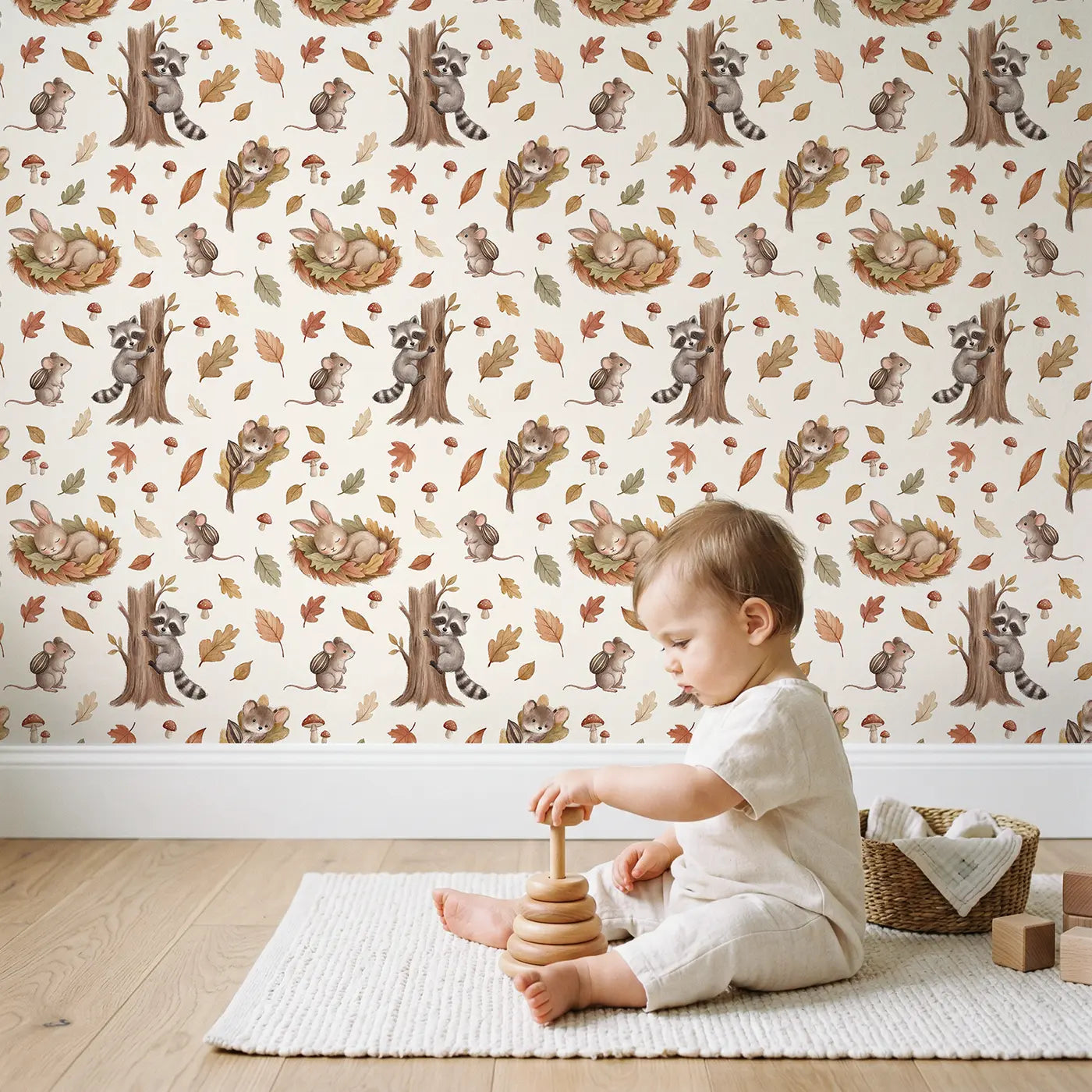 Sleeping Bunny Soft Pastel wallpaper in styled kids room - Whimsy Tots