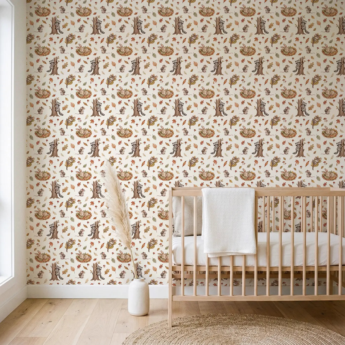 Sleeping Bunny Soft Pastel wallpaper in Scandinavian nursery - Whimsy Tots