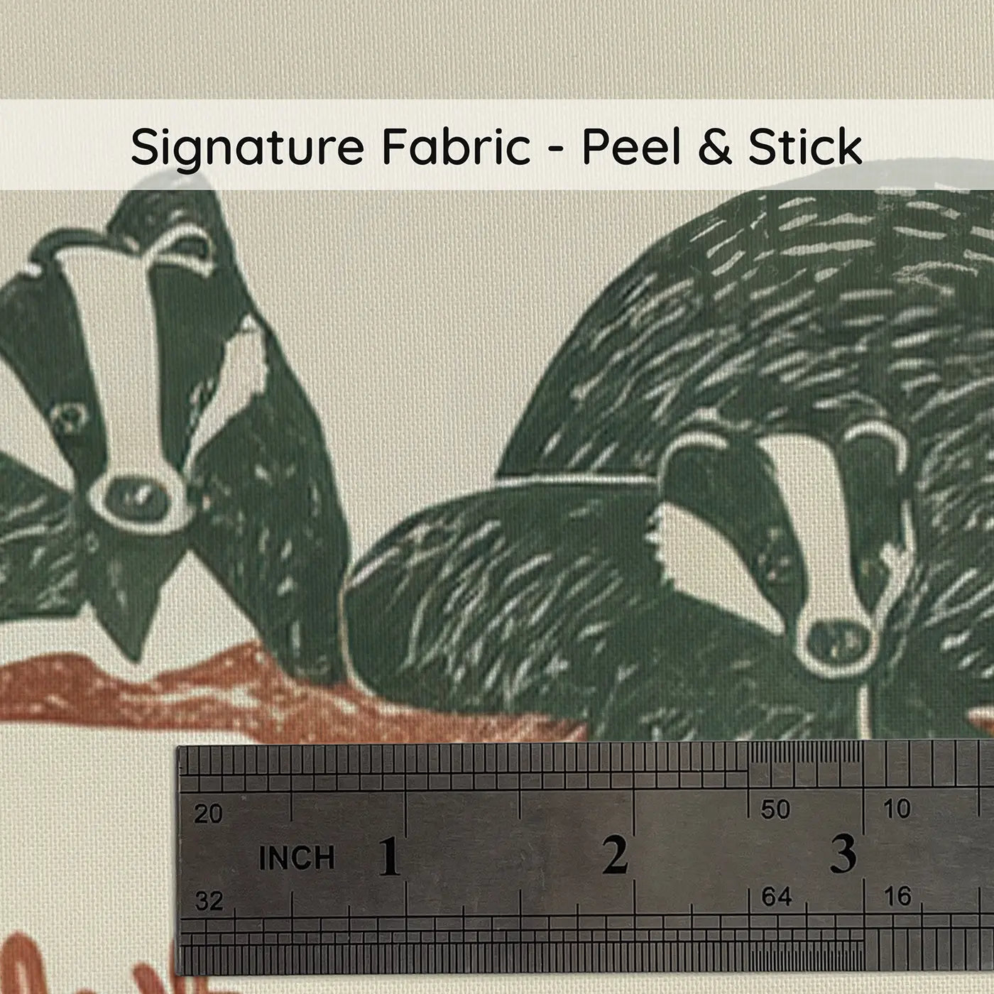 Badger Family Block Print on peel and stick fabric - Whimsy Tots