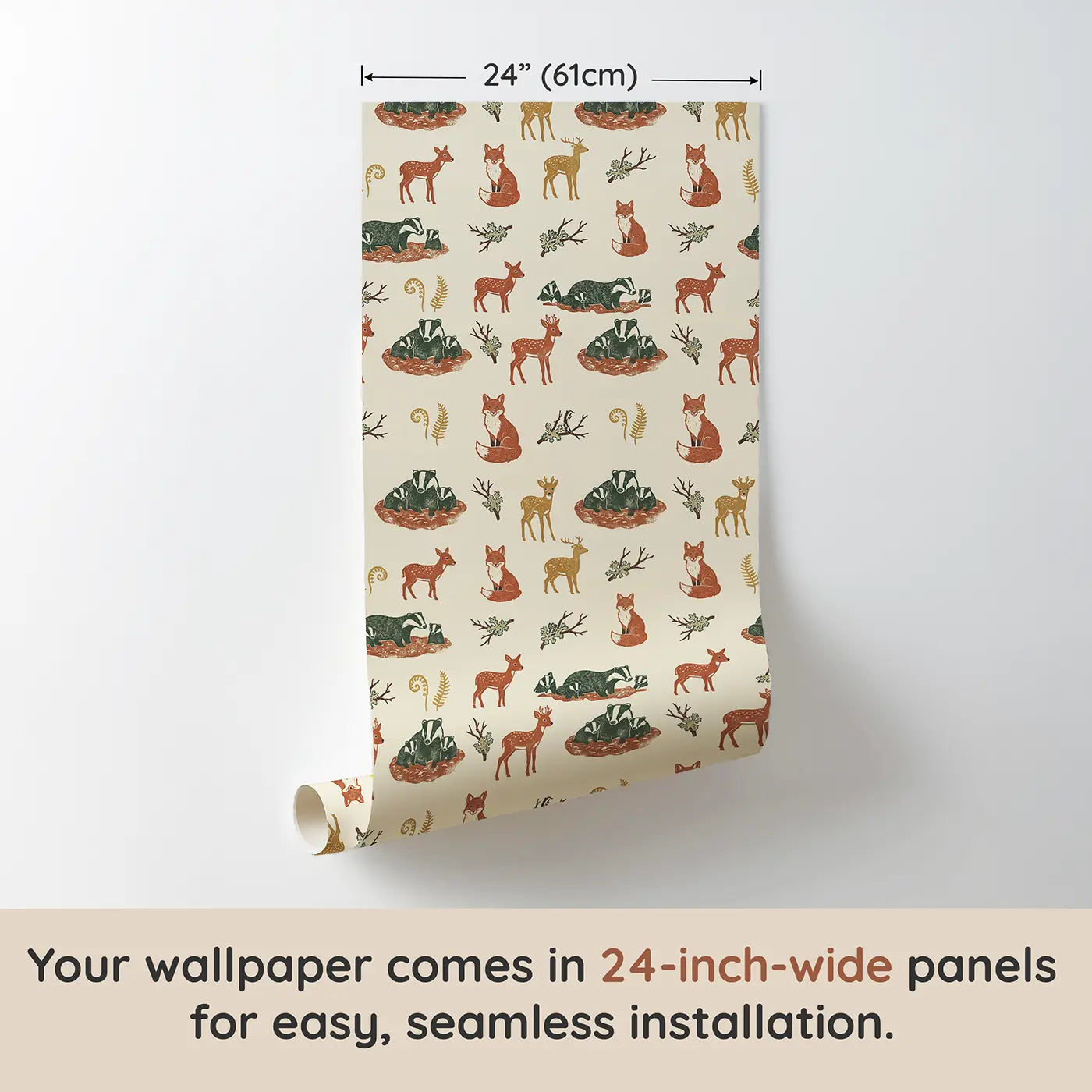Badger Family Block Print wallpaper panel dimensions - Whimsy Tots