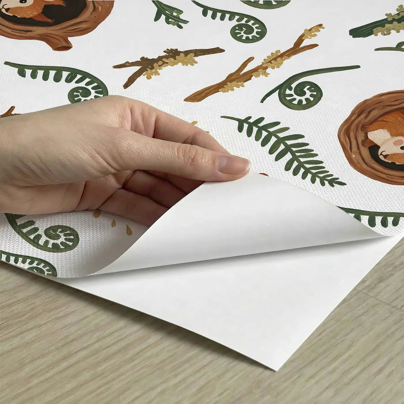 Baby Squirrel Modern Illustration peel and stick material close-up - Whimsy Tots