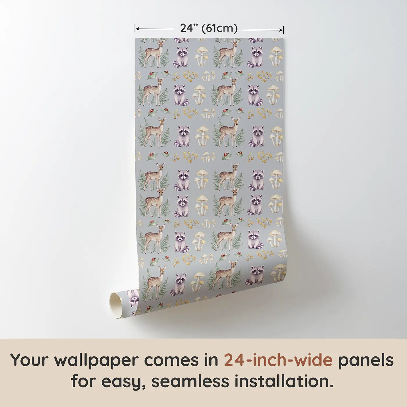Deer Standing Among Watercolor wallpaper panel dimensions - Whimsy Tots