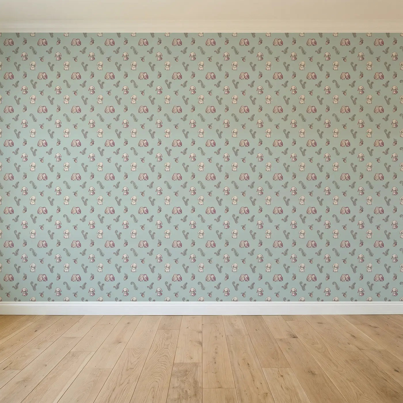 Two Owlets Hand-Drawn seamless wallpaper full pattern - Whimsy Tots