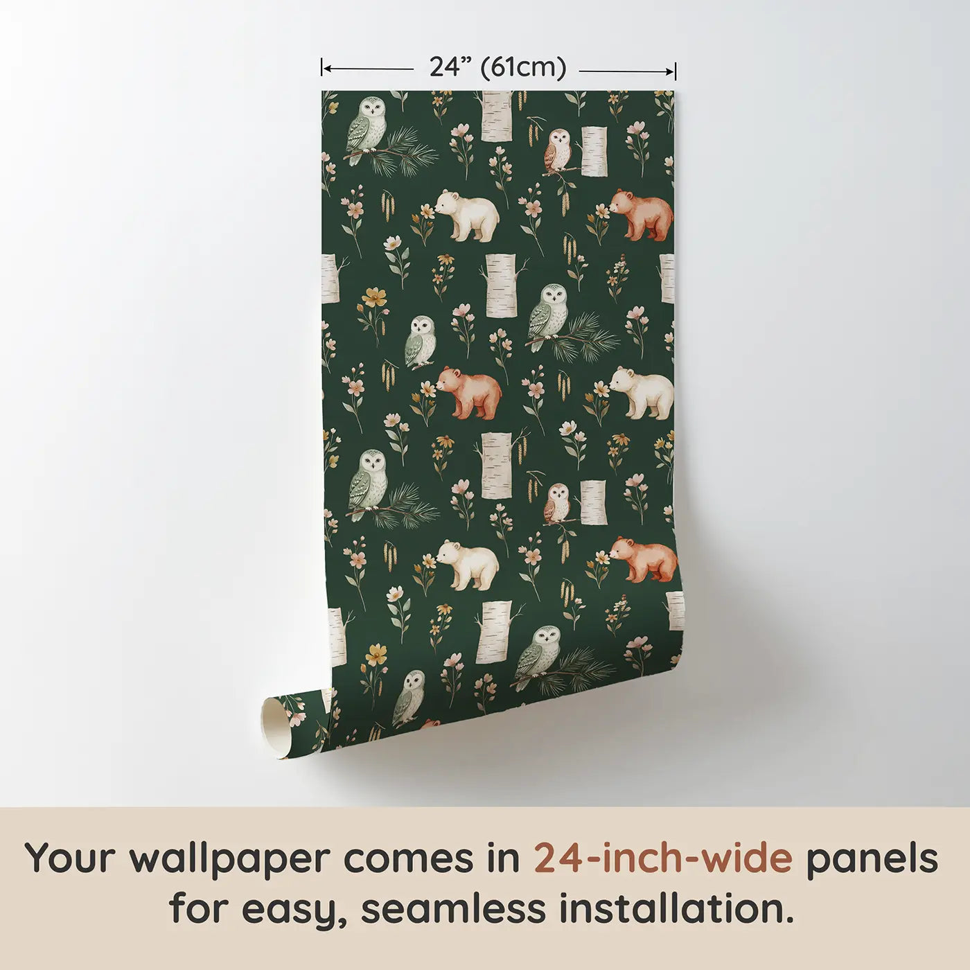 Snowy Owlet Watercolor wallpaper panel dimensions - Whimsy Tots