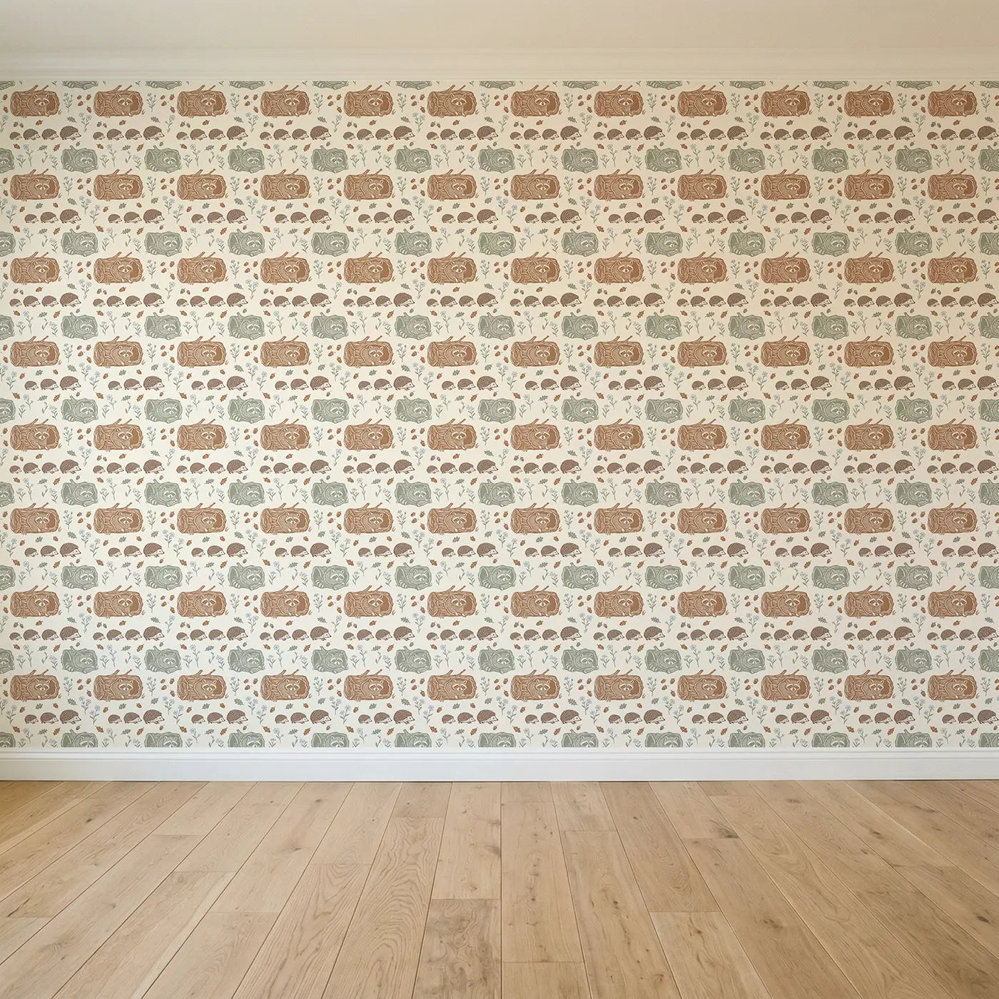 Raccoon Peeking Block Print seamless wallpaper full pattern - Whimsy Tots