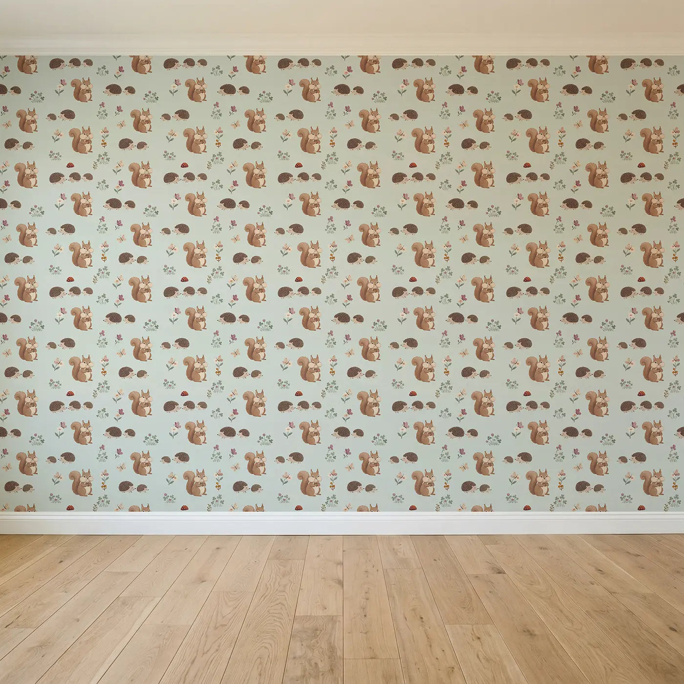 Squirrel Cheeks Modern Illustration seamless wallpaper full pattern - Whimsy Tots