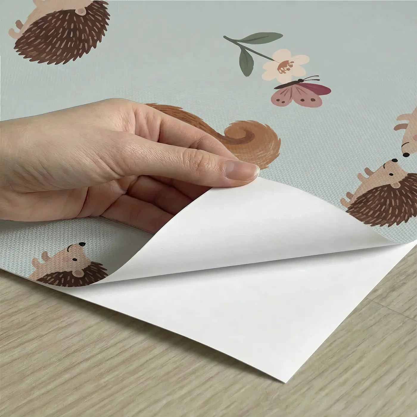 Squirrel Cheeks Modern Illustration peel and stick material close-up - Whimsy Tots