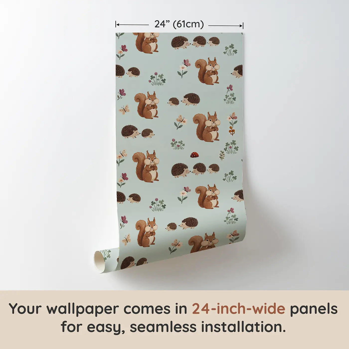 Squirrel Cheeks Modern Illustration wallpaper panel dimensions - Whimsy Tots