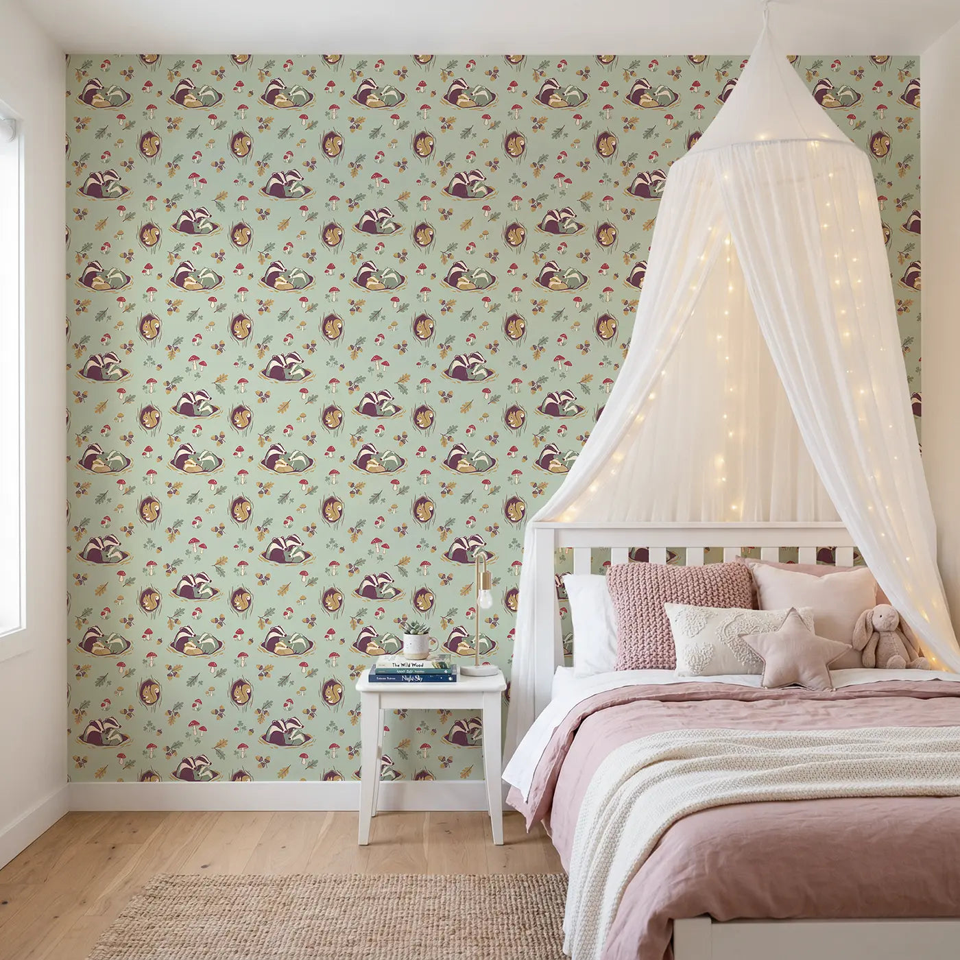 Badger Family Modern Illustration wallpaper in Scandinavian nursery - Whimsy Tots