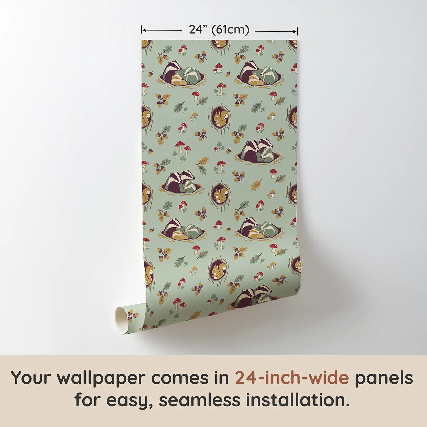 Badger Family Modern Illustration wallpaper panel dimensions - Whimsy Tots