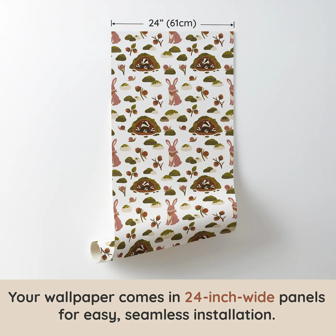 Bunny Floppy Ears Modern Illustration wallpaper panel dimensions - Whimsy Tots