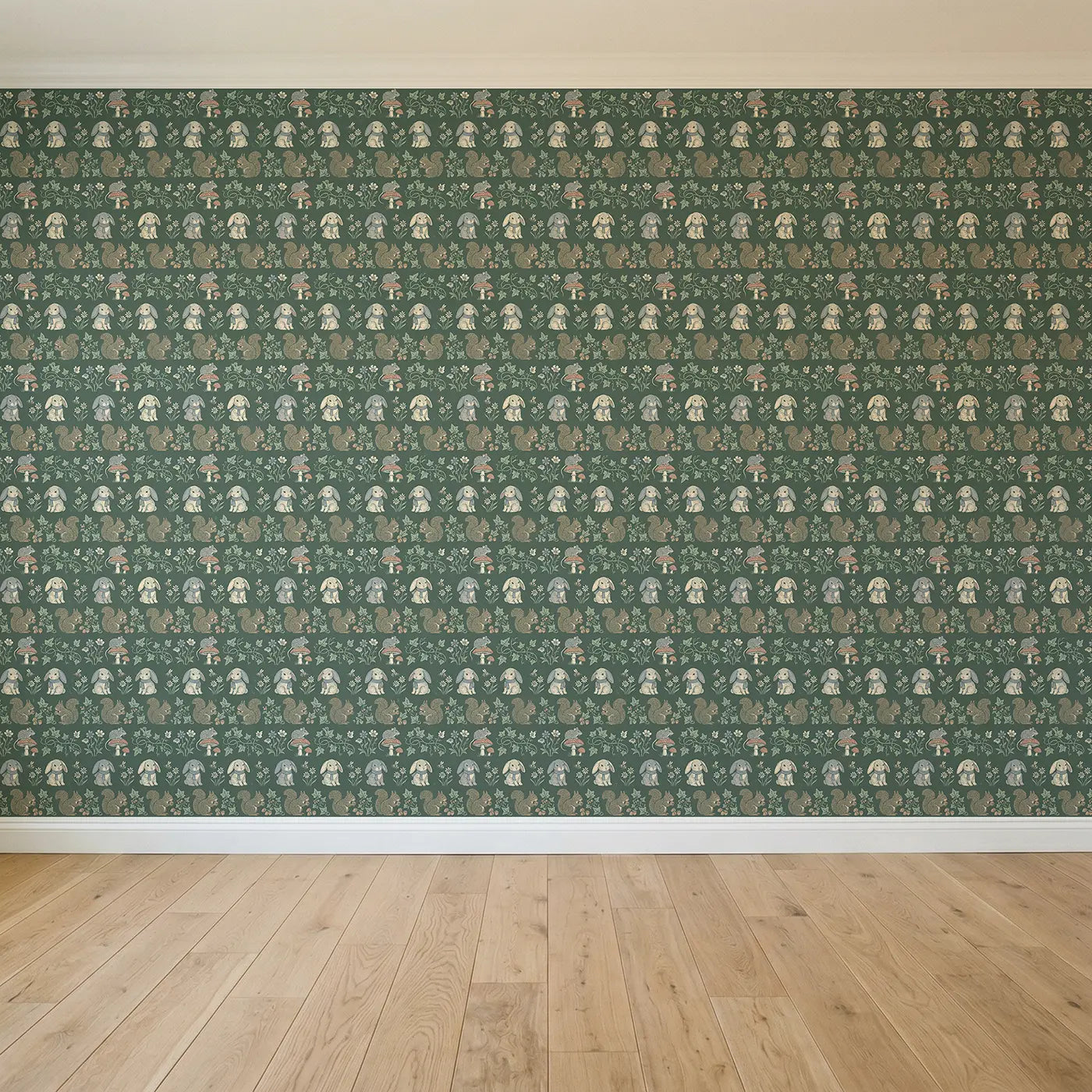 Field Mouse Toadstool Block Print II seamless wallpaper full pattern - Whimsy Tots